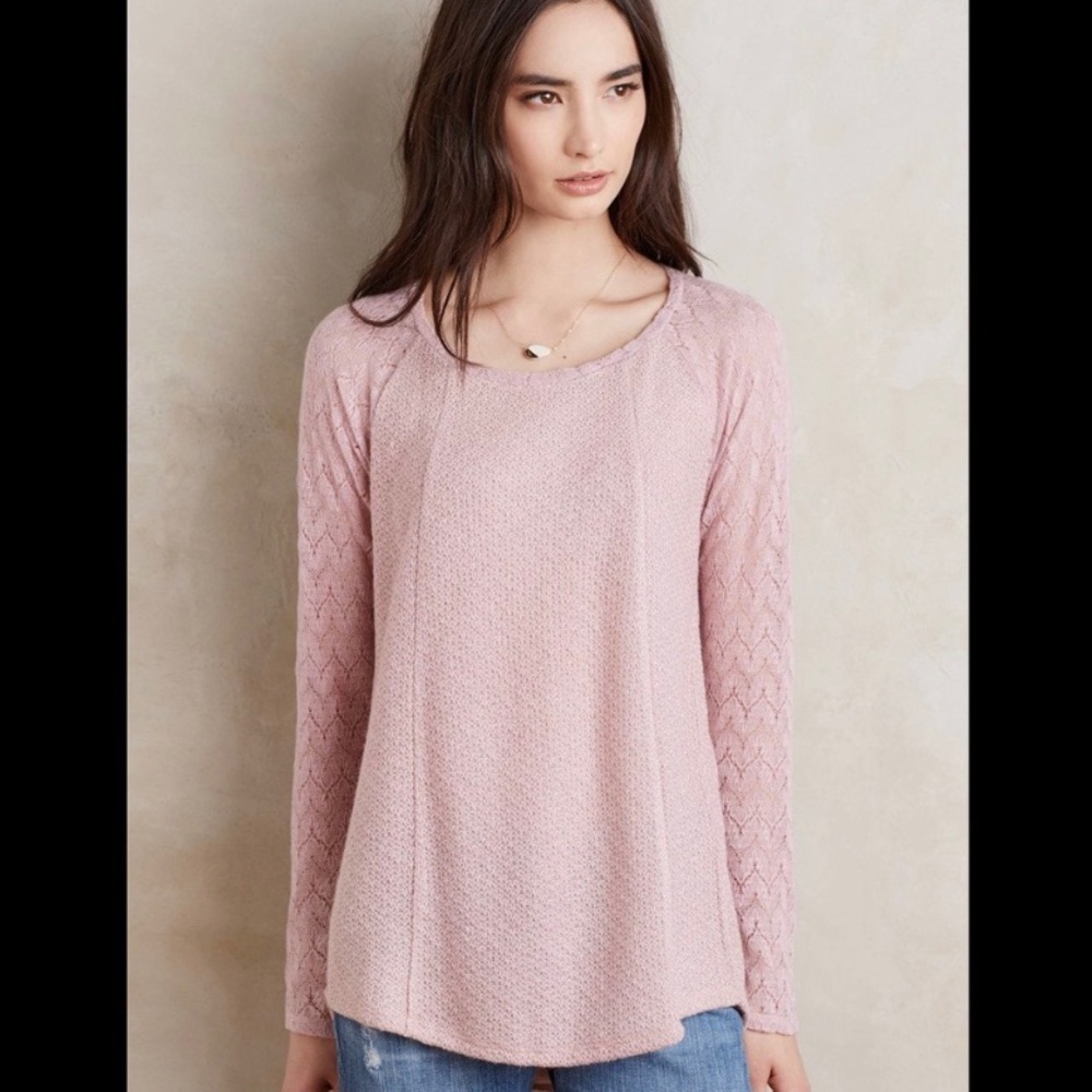 Anthro One September | Feathered Lace Pullover